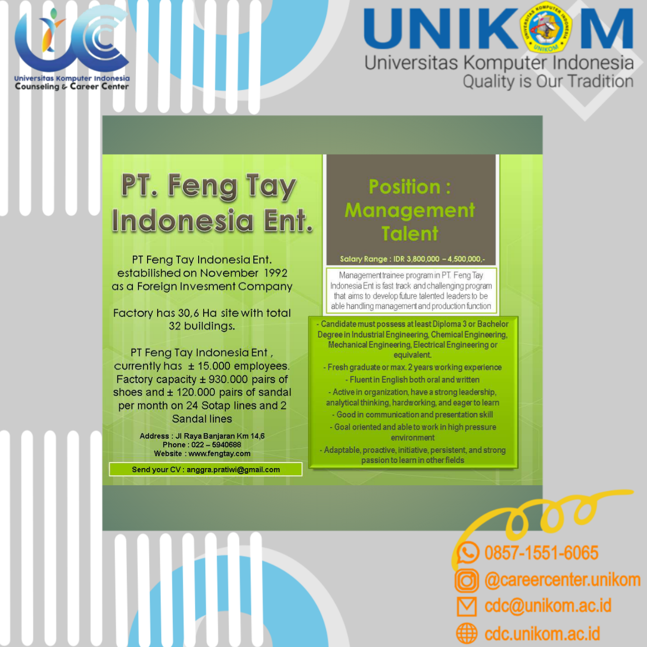 INFO LOKER PT. FENG TAY INDONESIA ENTERPRISES - Career Development