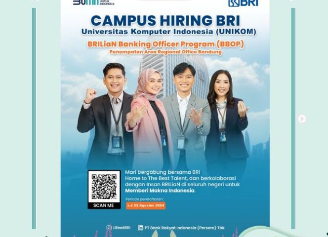 INFORMASI CAMPUS HIRING PT. BANK RAKYAT INDONESIA BERSAMA UNIKOM