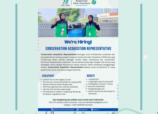 INFORMASI LOKER DARI Yayasan Konservasi Alam Nusantara