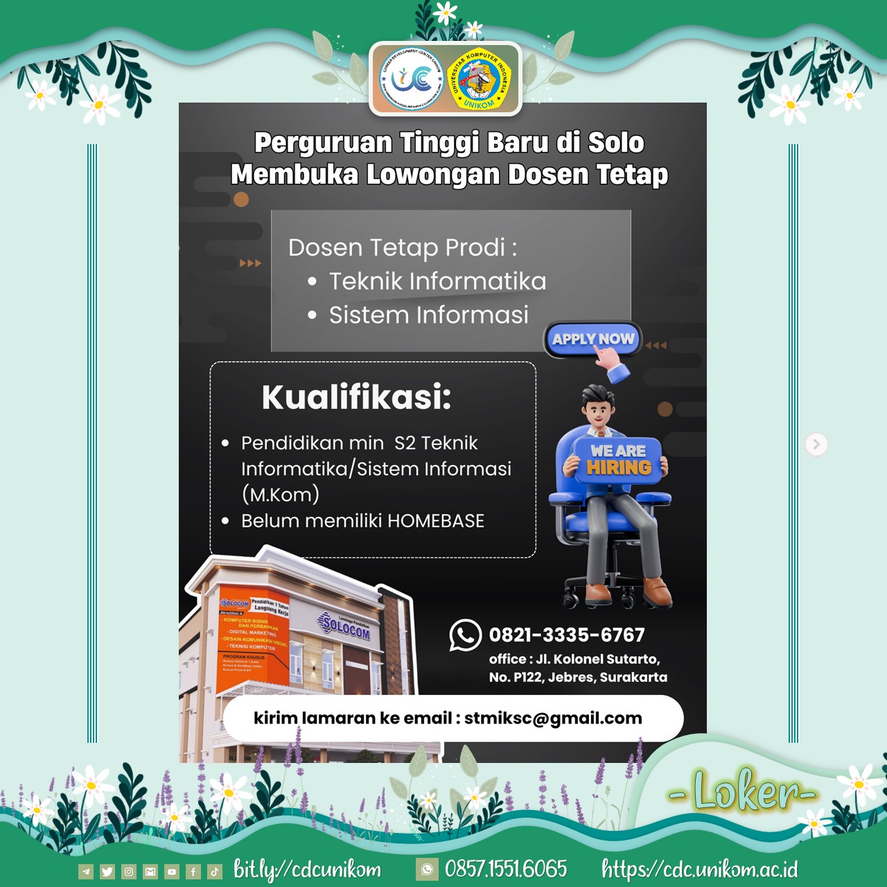 Lowongan Dosen Tetap – SOLOCOM