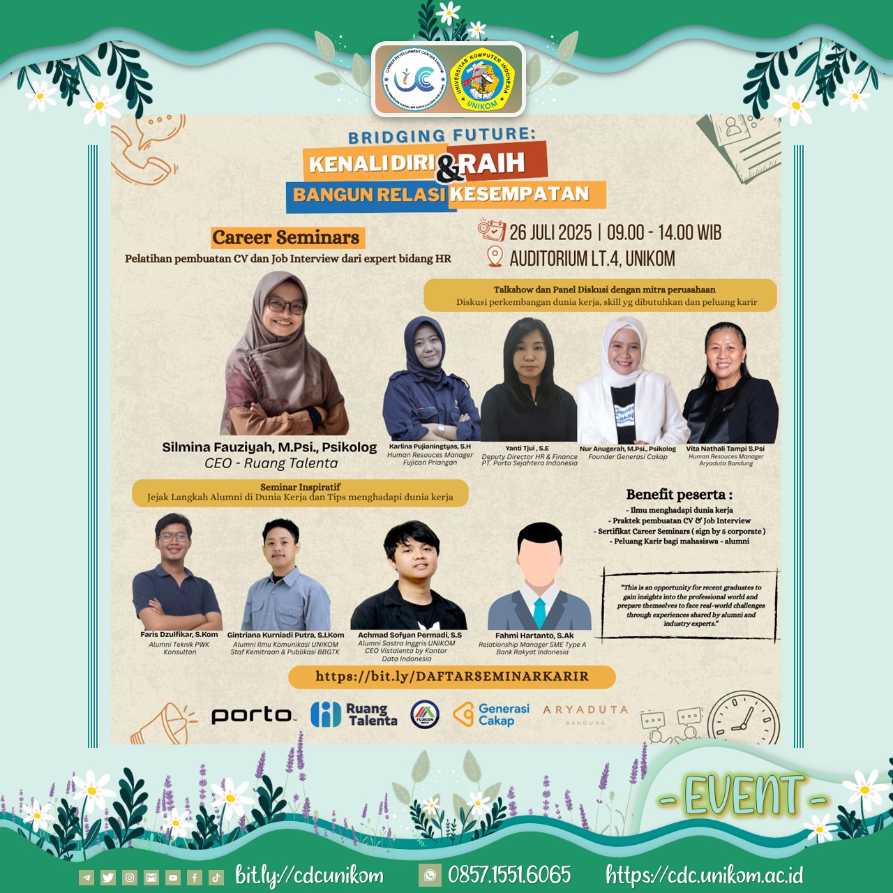 Seminar Karier “BRIDGING FUTURE: Kenali Diri, Bangun Relasi, Raih Kesempatan”