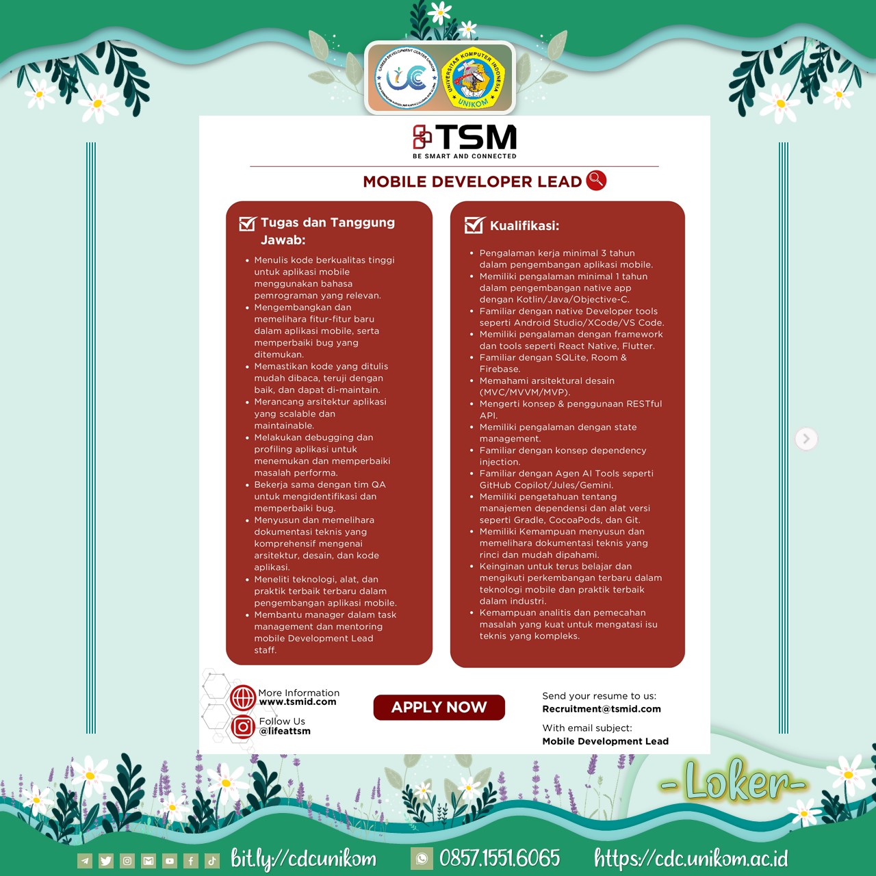 Lowongan Kerja PT. Tata Sarana Mandiri (TSM Technologies)
