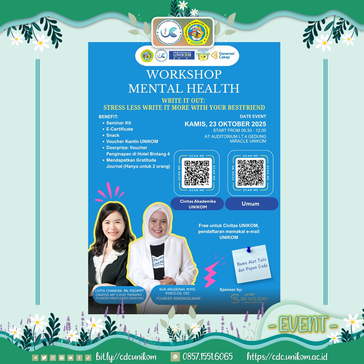 Workshop Mental Health “Write It Out: Stress Less Write it More with Your Best Friend”