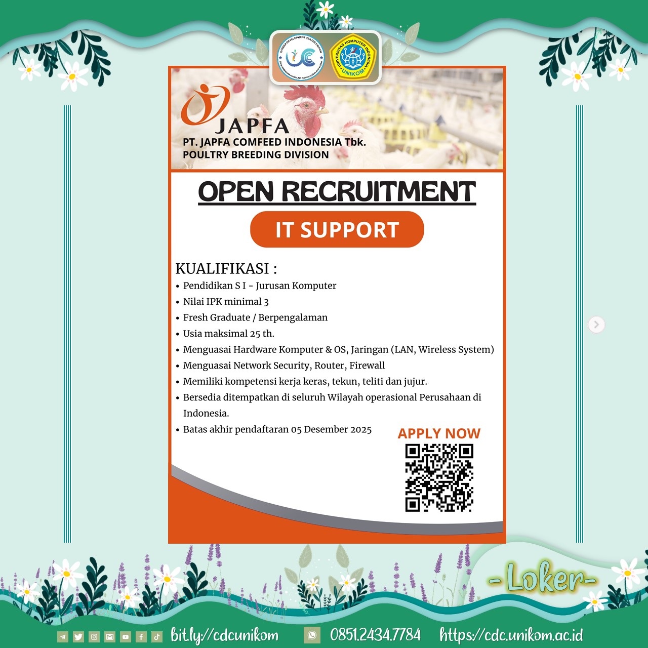 Loker PT. JAPFA COMFEED INDONESIA Tbk.