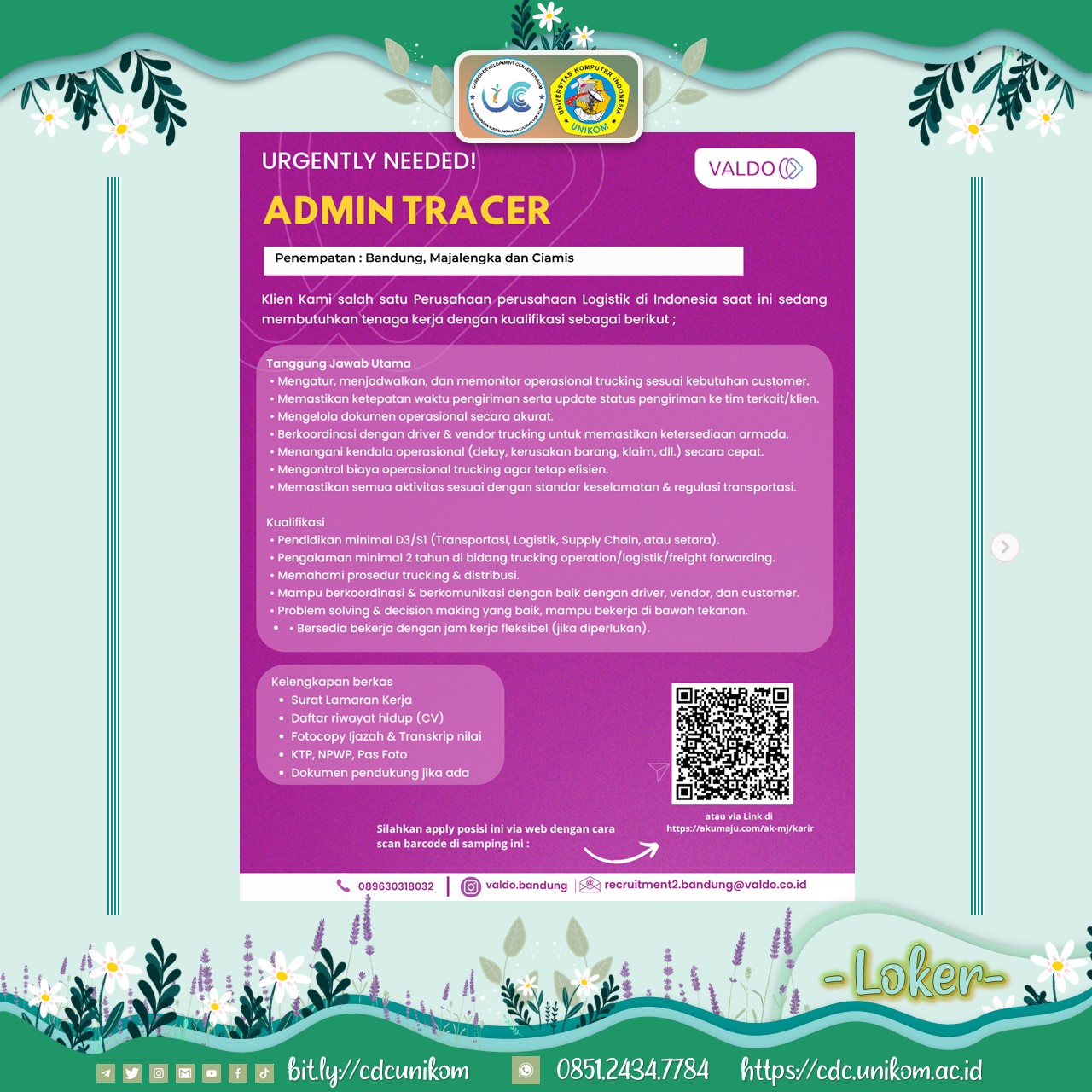 Loker PT.VALDO SUMBER DAYA MANDIRI