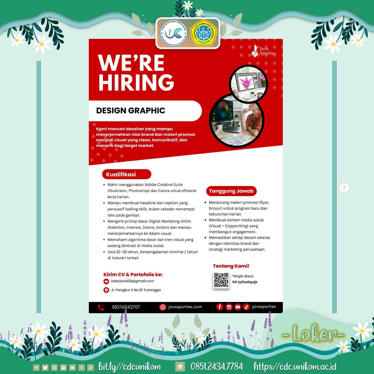 Loker Graphic Designer PT. JAVA SPORTIES PAJAR BUANA