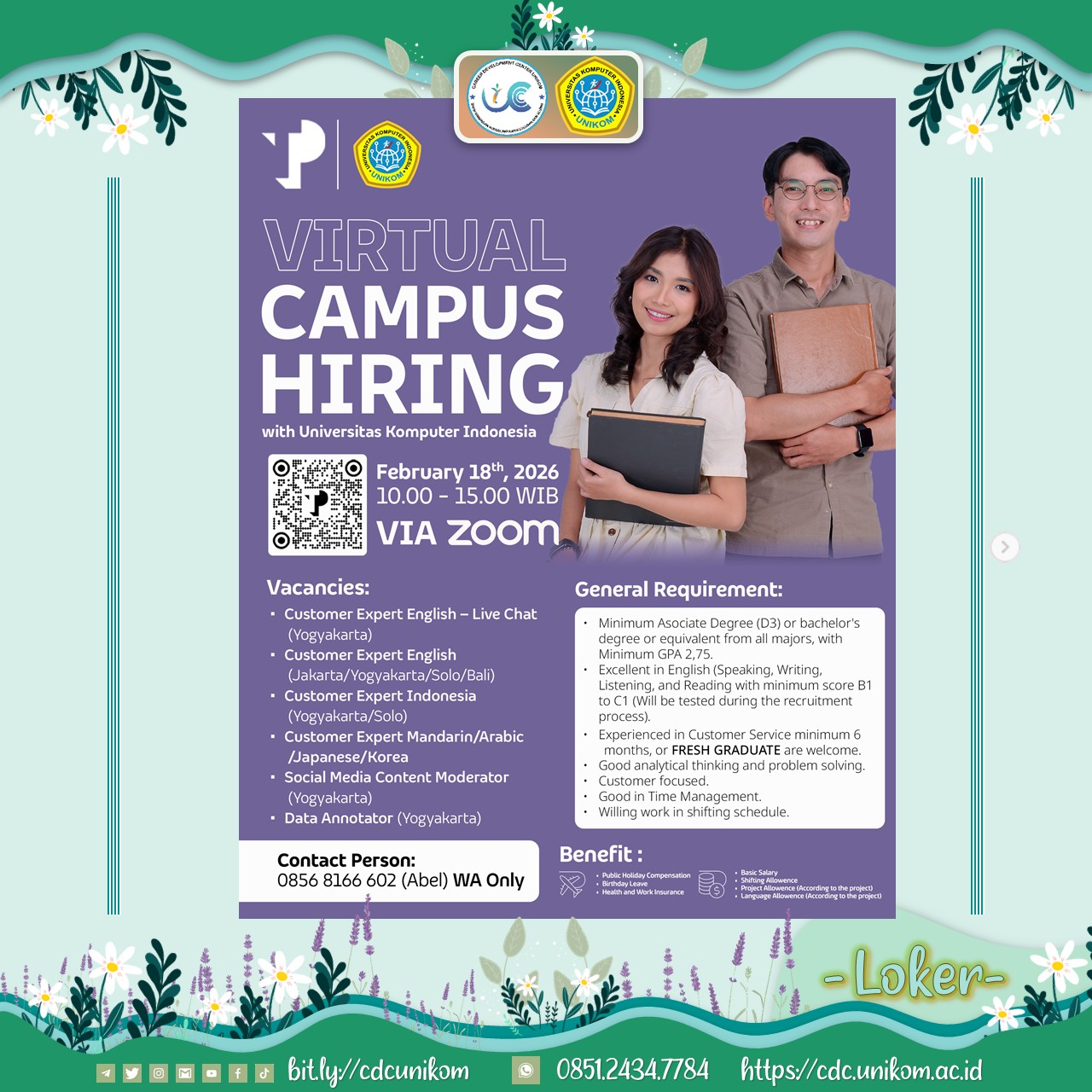 Virtual Campus Hiring bareng Universitas Komputer Indonesia (UNIKOM) dan TP Indonesia
