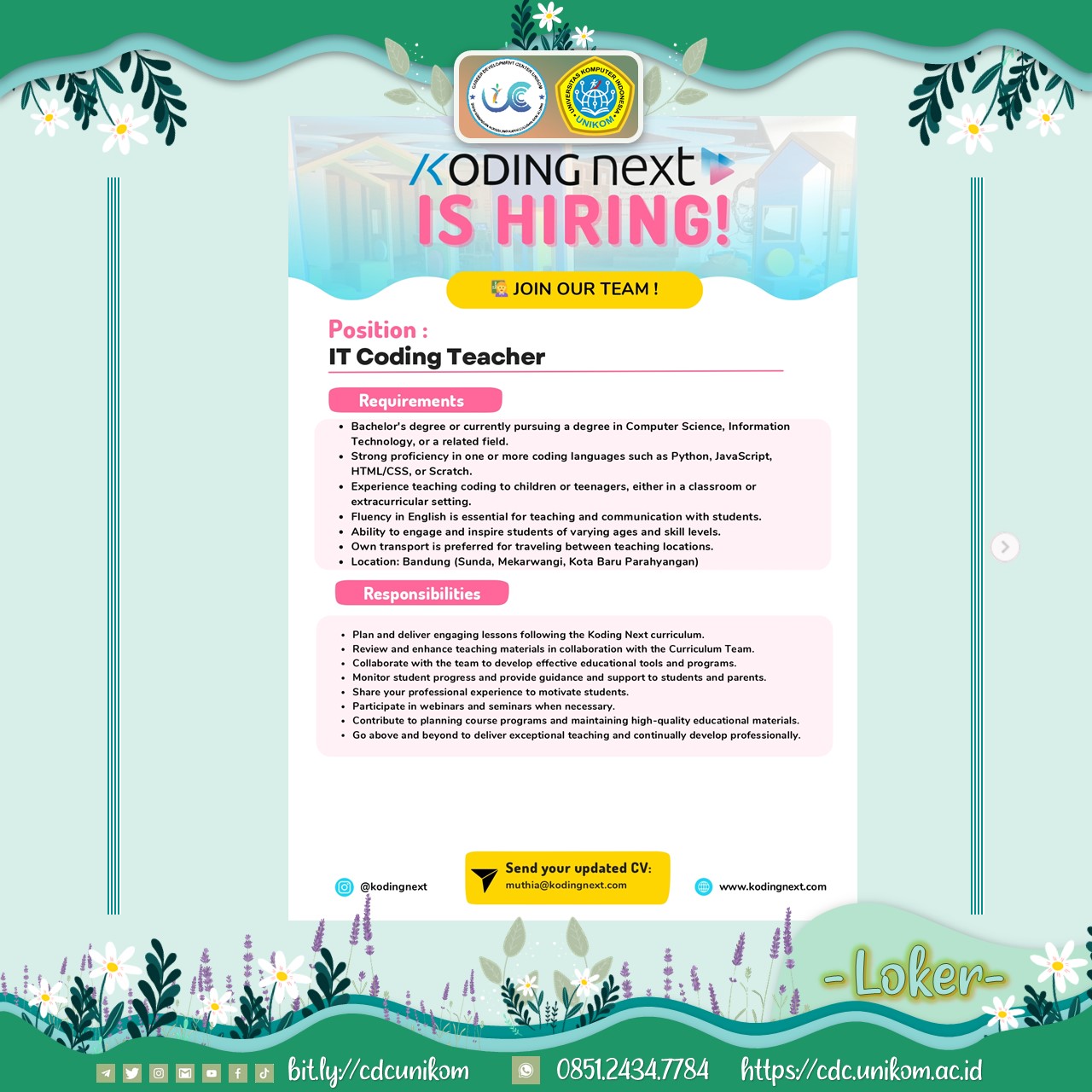 Loker IT Coding Teacher (Koding Next)