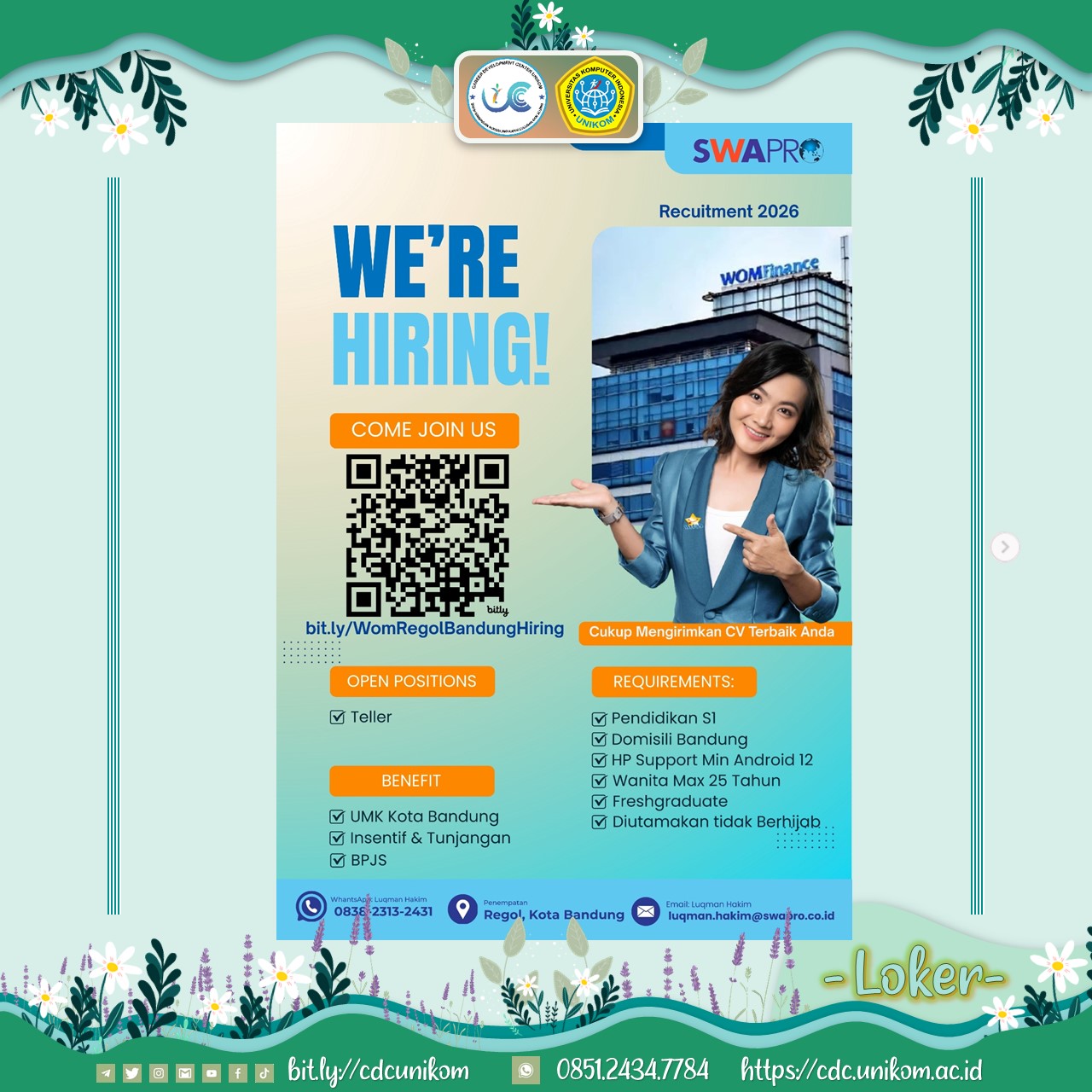 Loker PT Swapro Internasional Posisi Teller