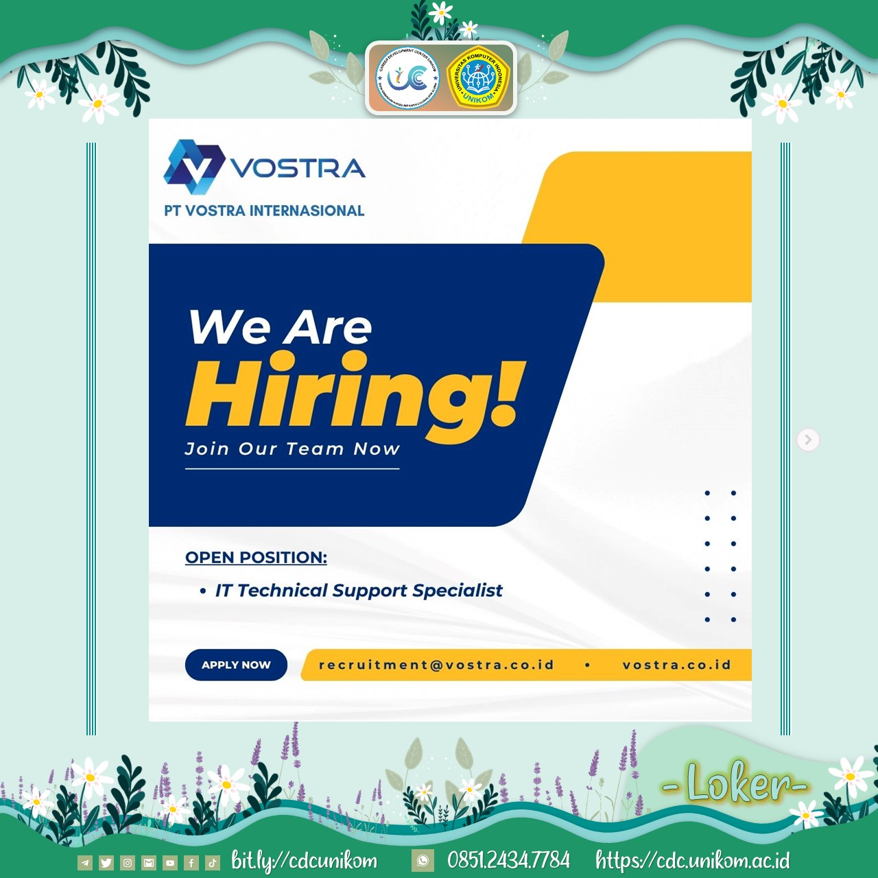Loker PT. VOSTRA INTERNASIONAL